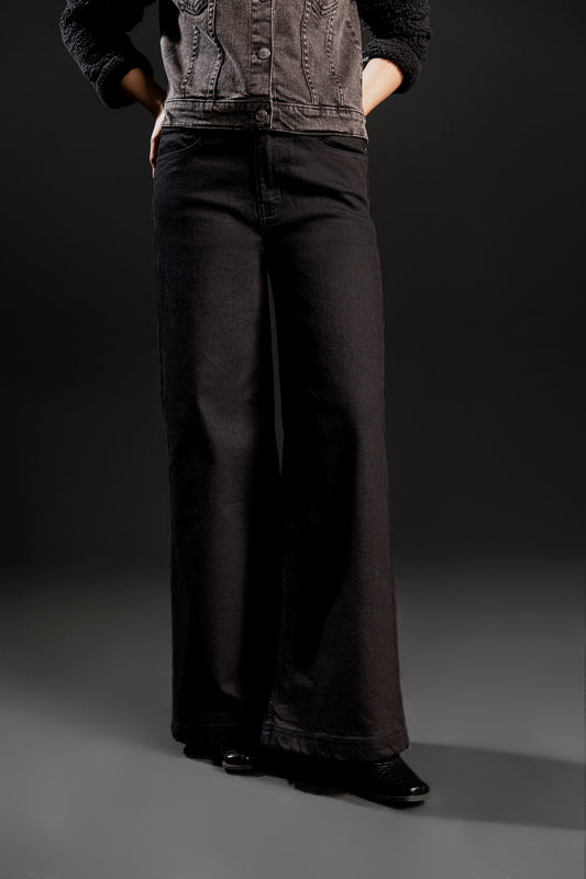 Wide Leg Fit Jeans (Black)