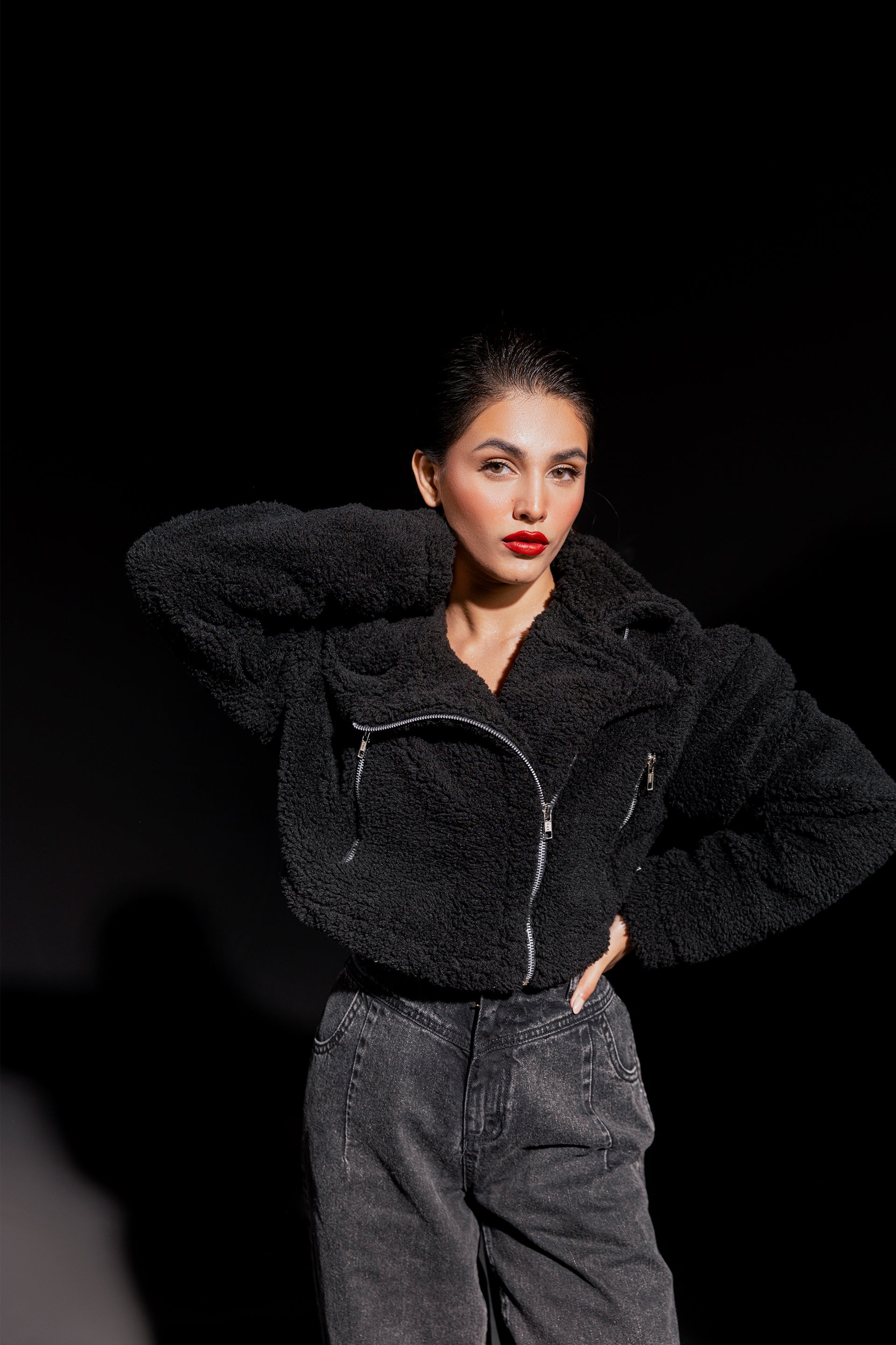 Cropped Faux Fur Jacket