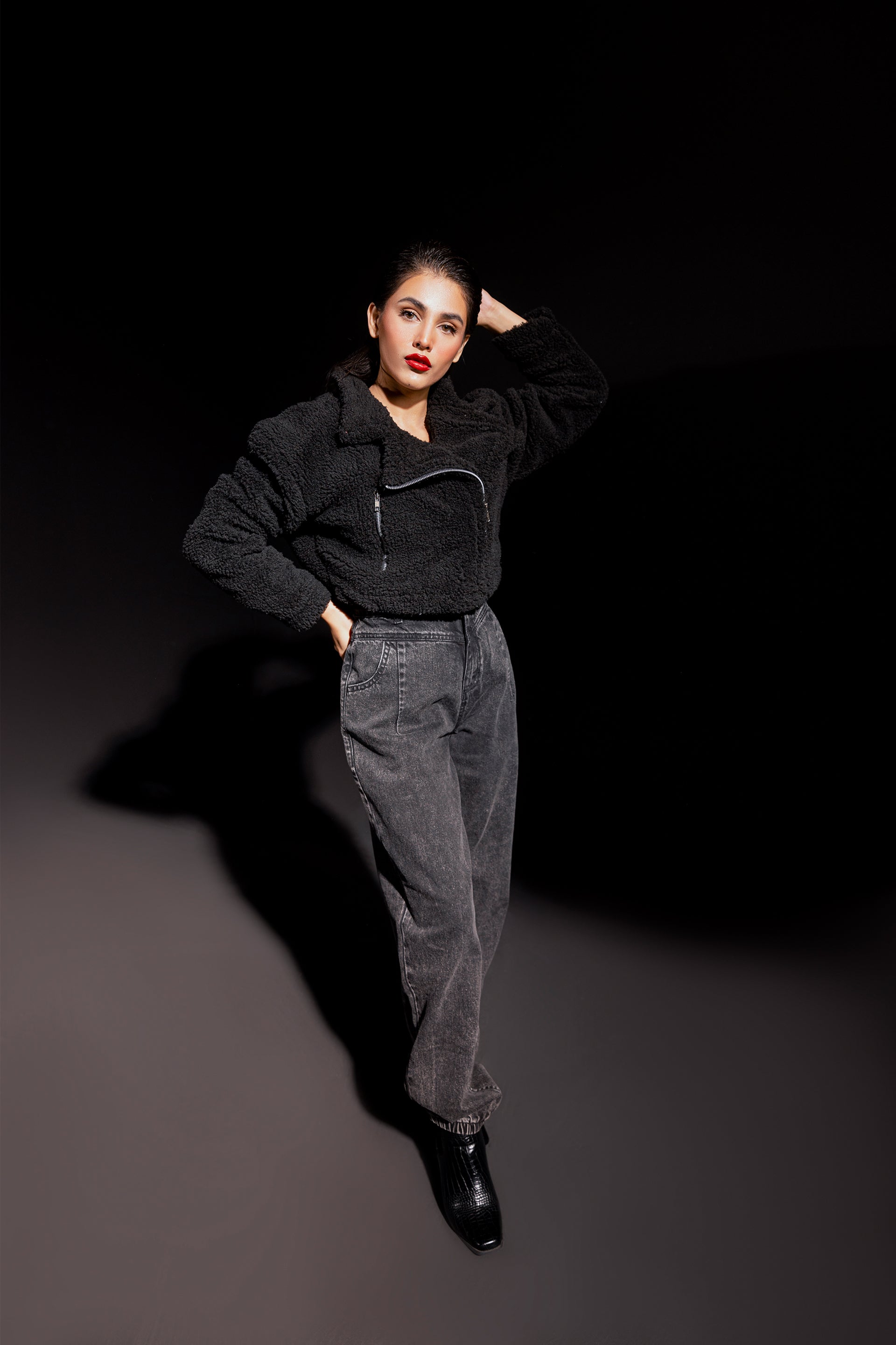 Cropped Faux Fur Jacket