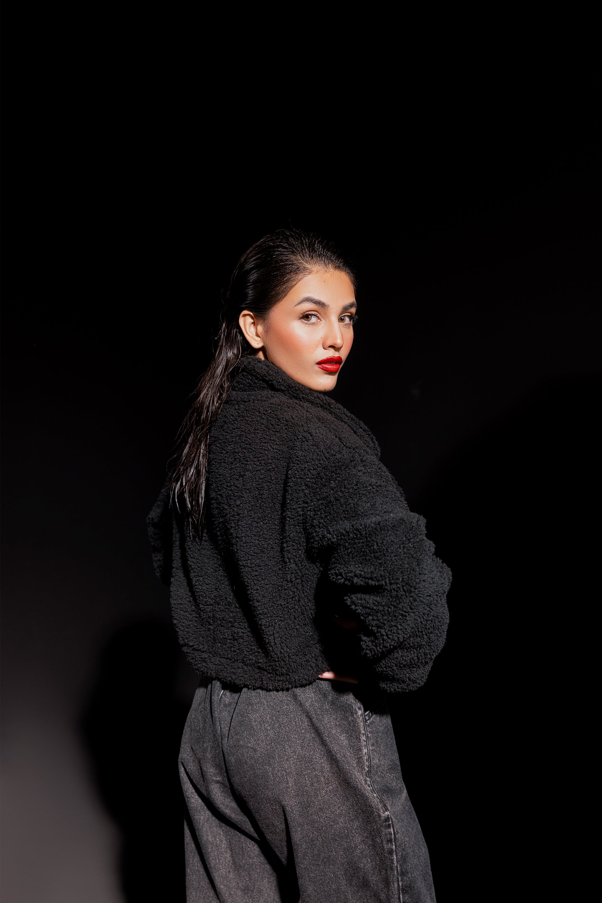 Cropped Faux Fur Jacket