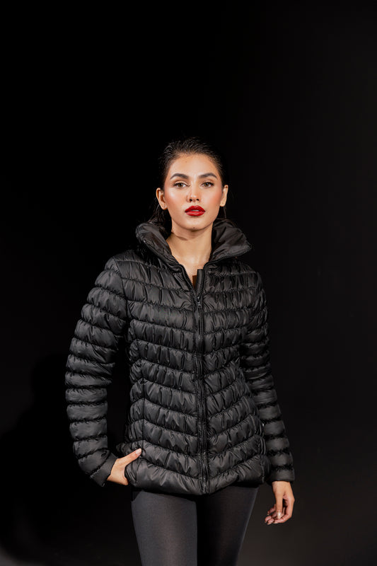 Body Fit Puffer Jacket (Black)