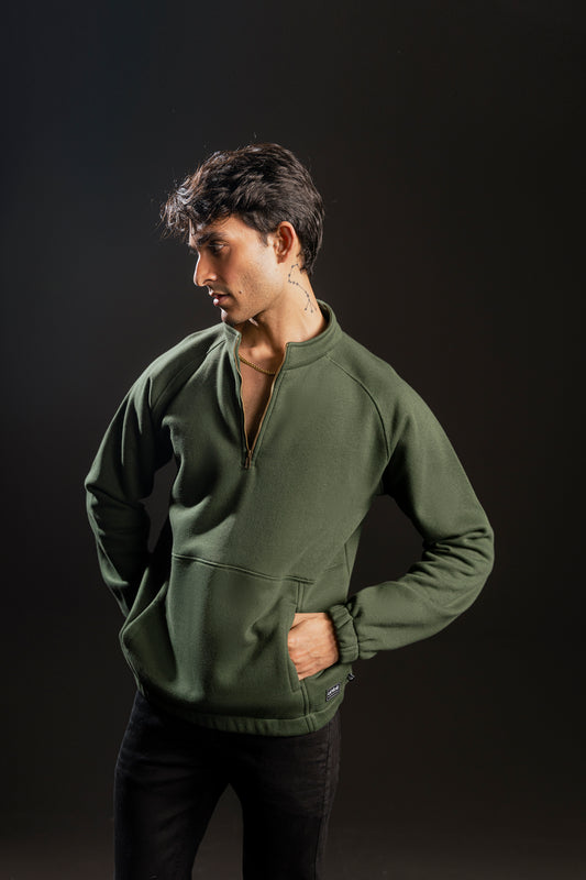 Basic Solid Sweat Shirt (Military Green)