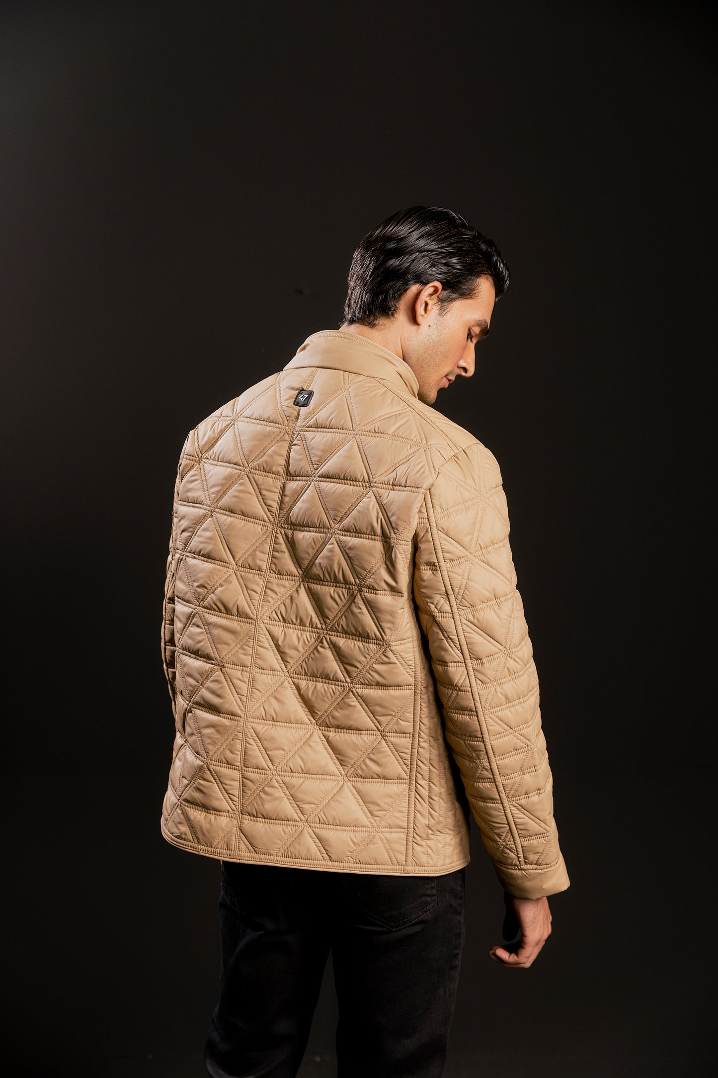 Quilted Puffer Jacket (Beige)