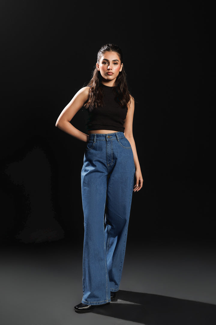 Cropped Rib Neck Top