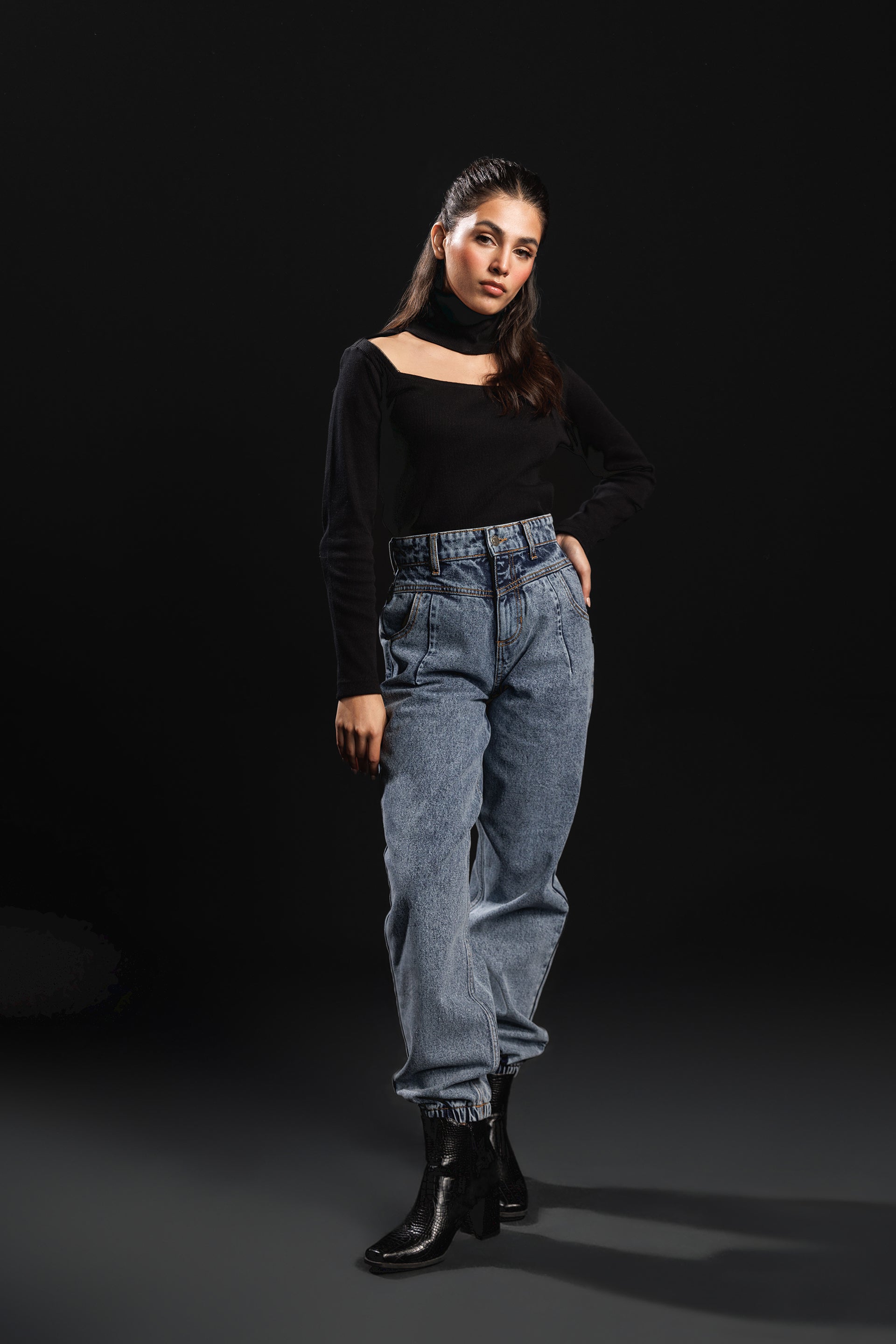 High-Neck Ribbed Top