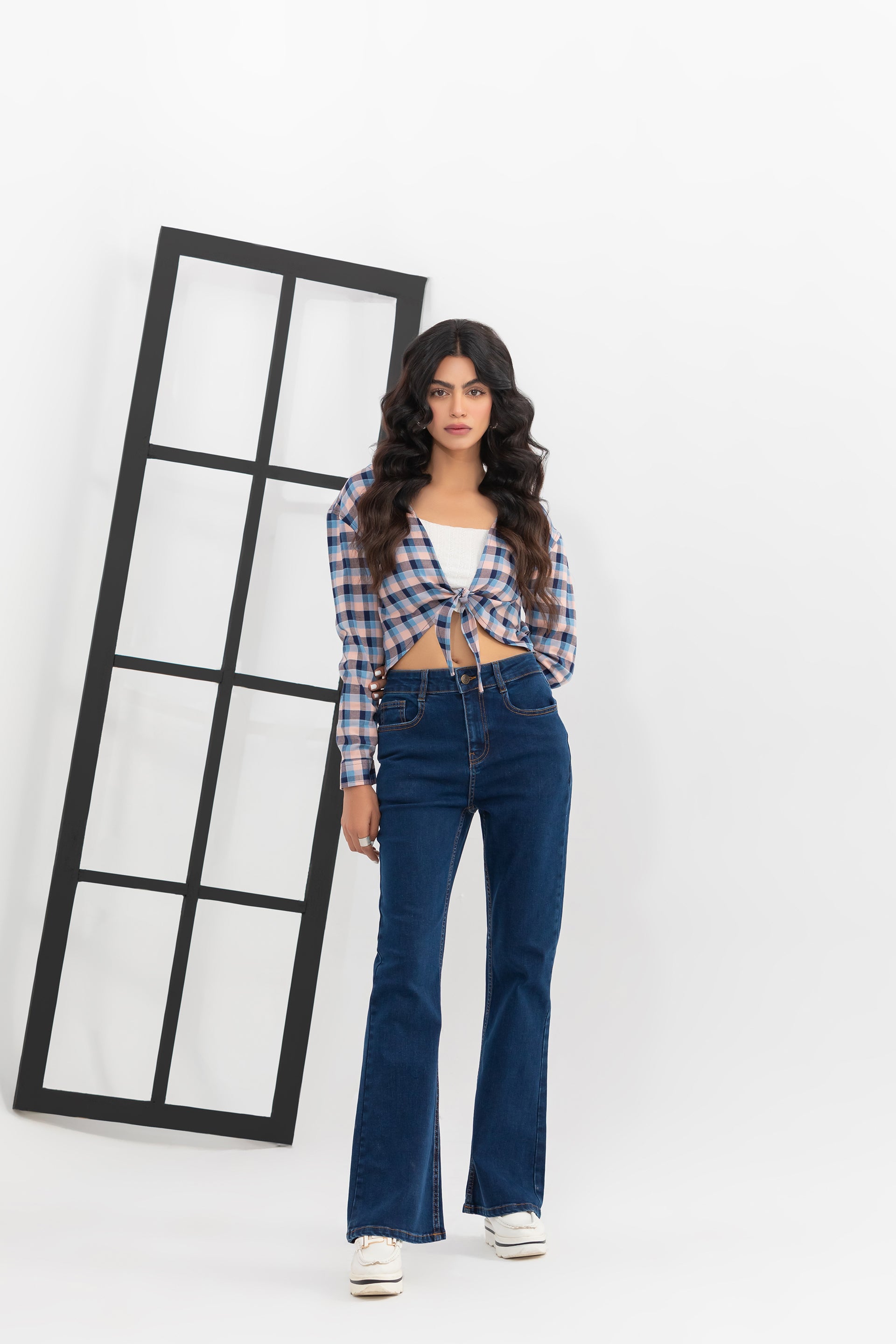 Tie Front Plaid Shirt