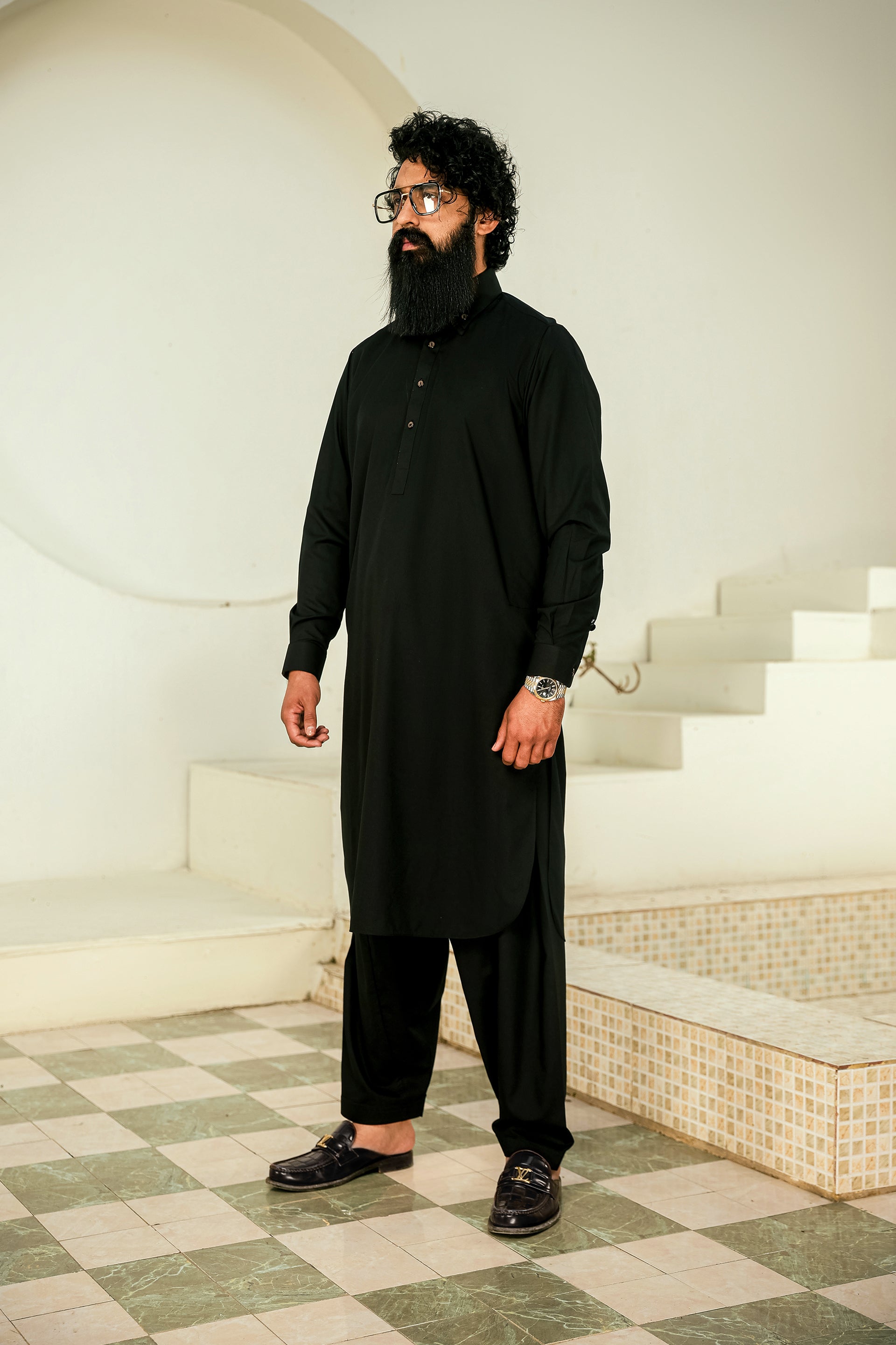 Plaid Lining Shalwar Kameez