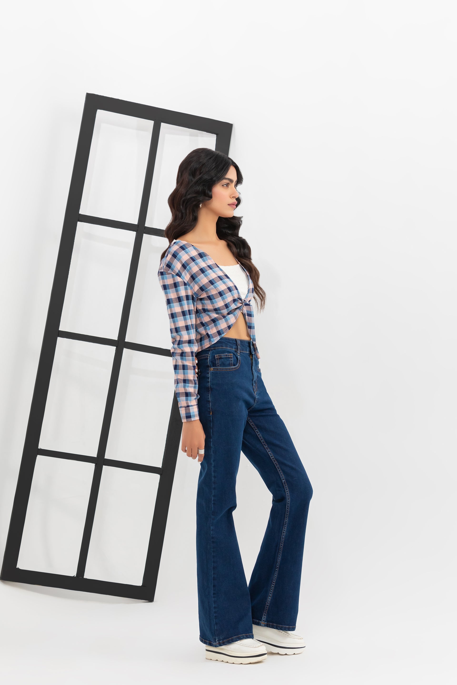 Tie Front Plaid Shirt