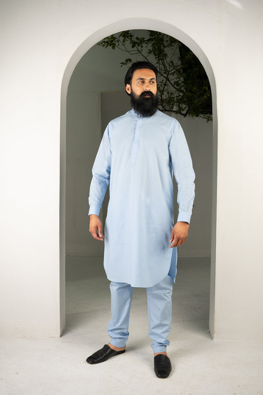 CLASSIC SKY BLUE KURTA & TROUSER