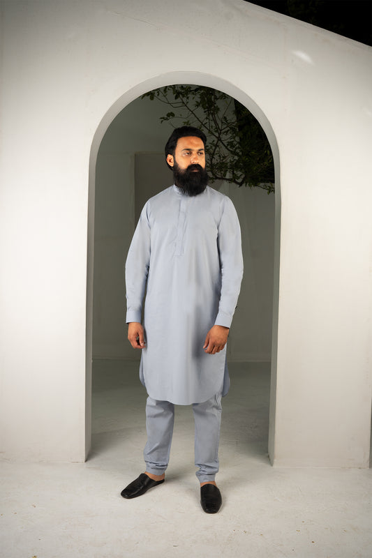 CLASSIC SHEER BLISS GREY KURTA & TROUSER