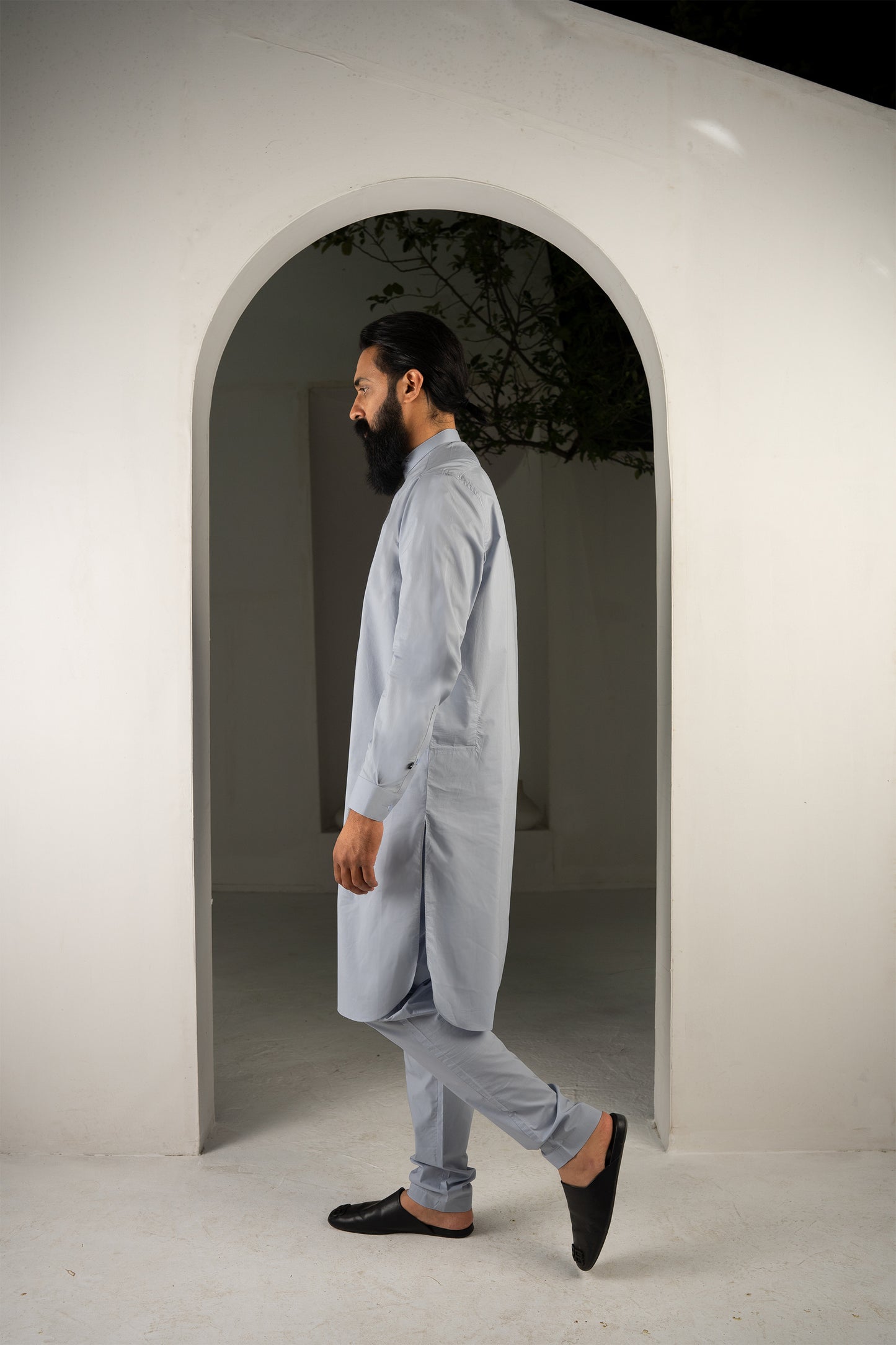 CLASSIC SHEER BLISS GREY KURTA & TROUSER