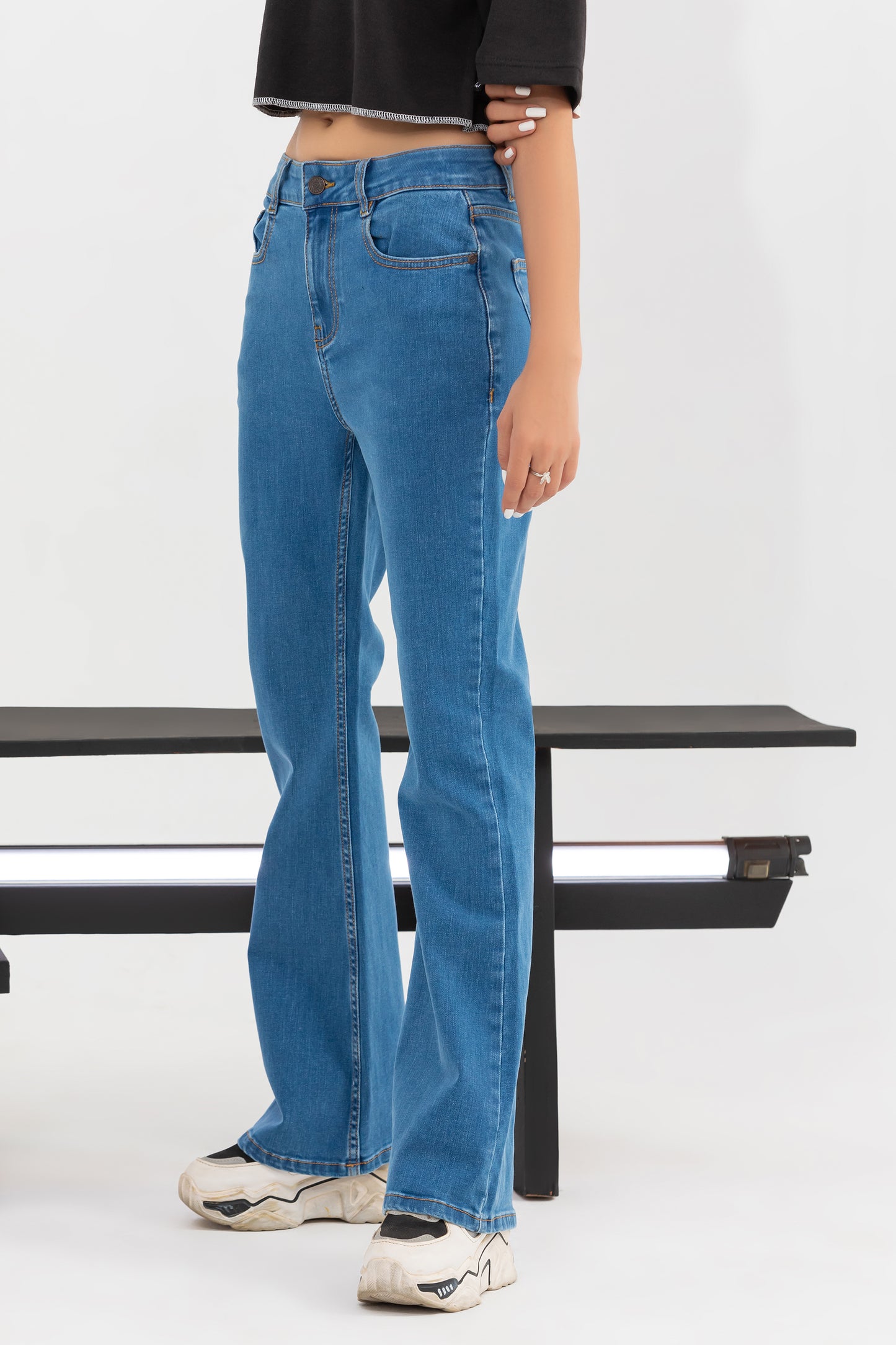 Mid Blue Flare Fit Jeans