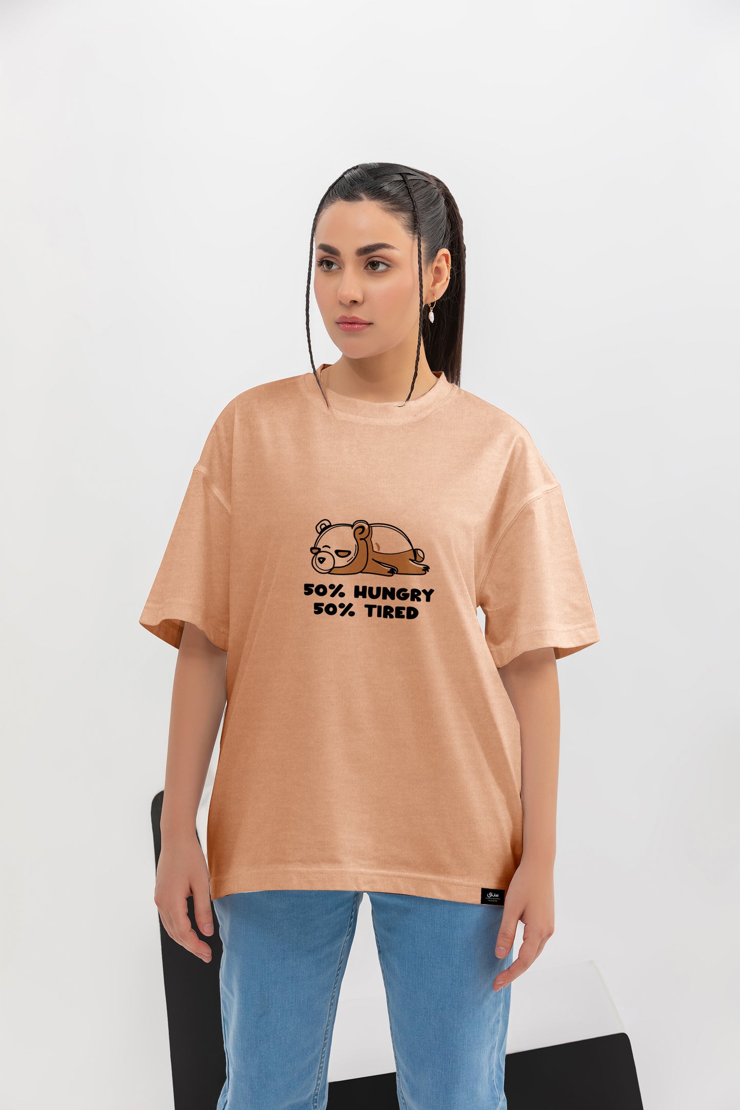 Mazak Collection - Life Lately - Oversize Unisex Graphic Shirt (Light Peach)