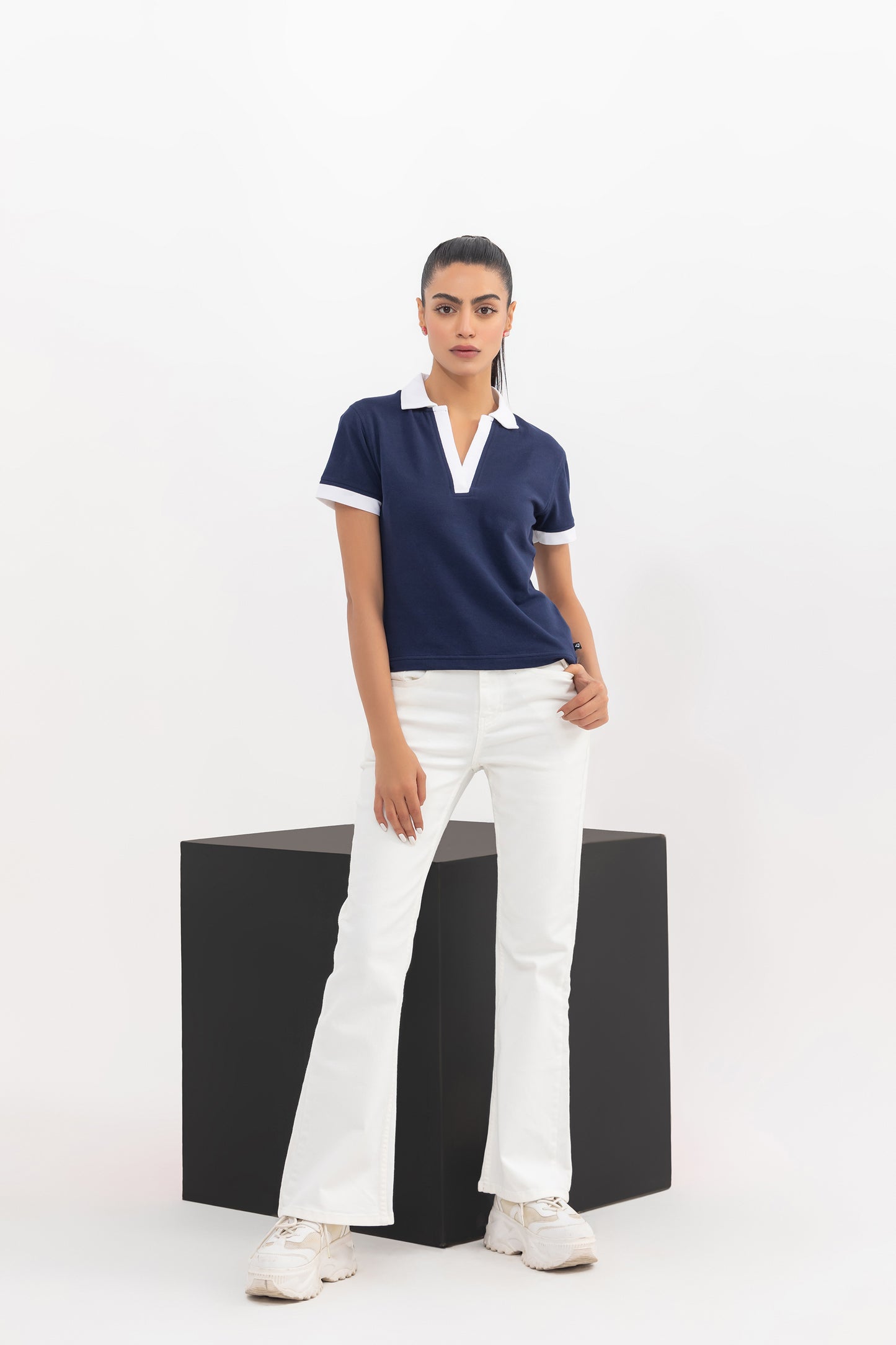 Dual-Tone Fitted Polo Shirt