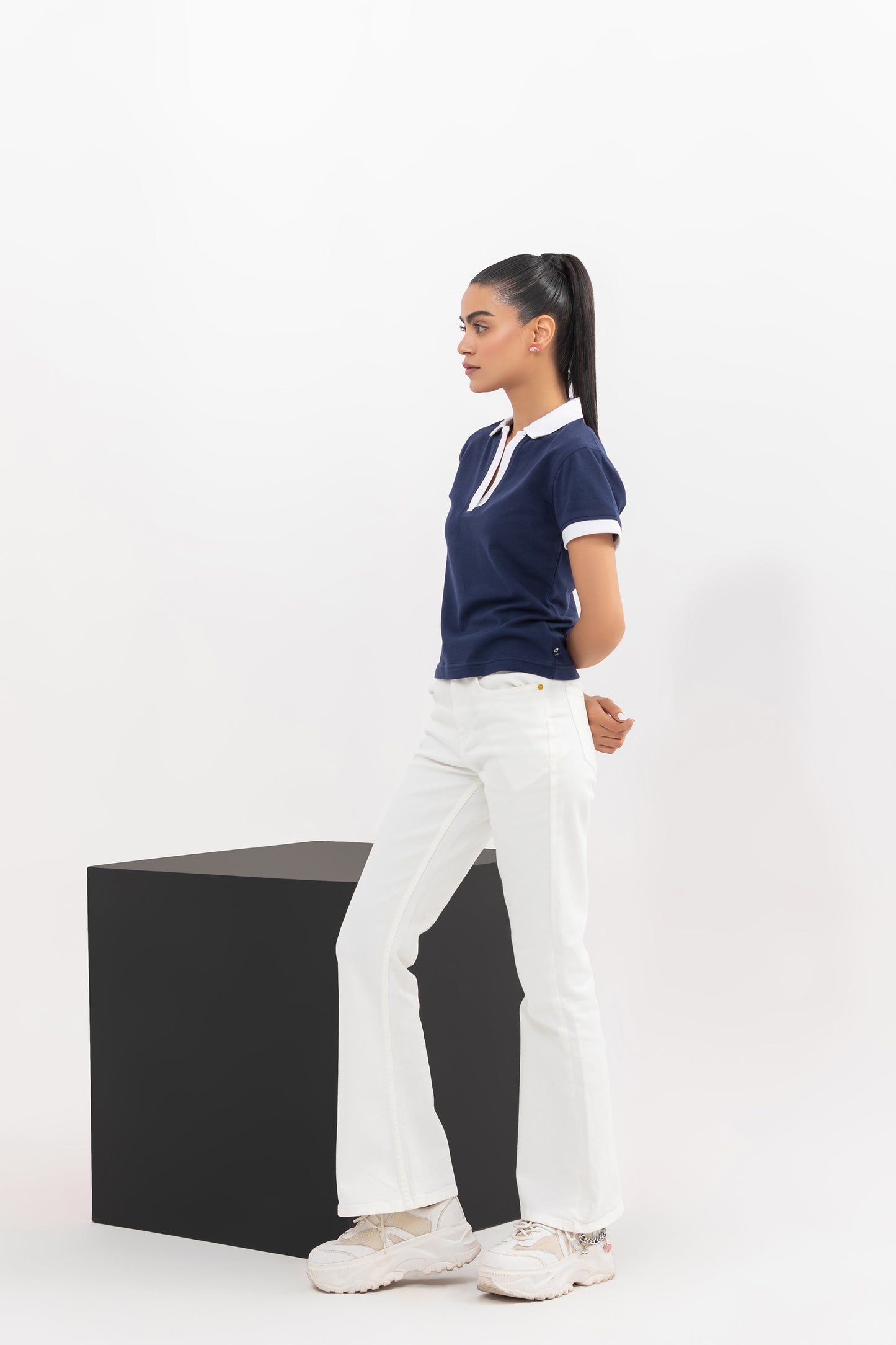 Dual-Tone Fitted Polo Shirt