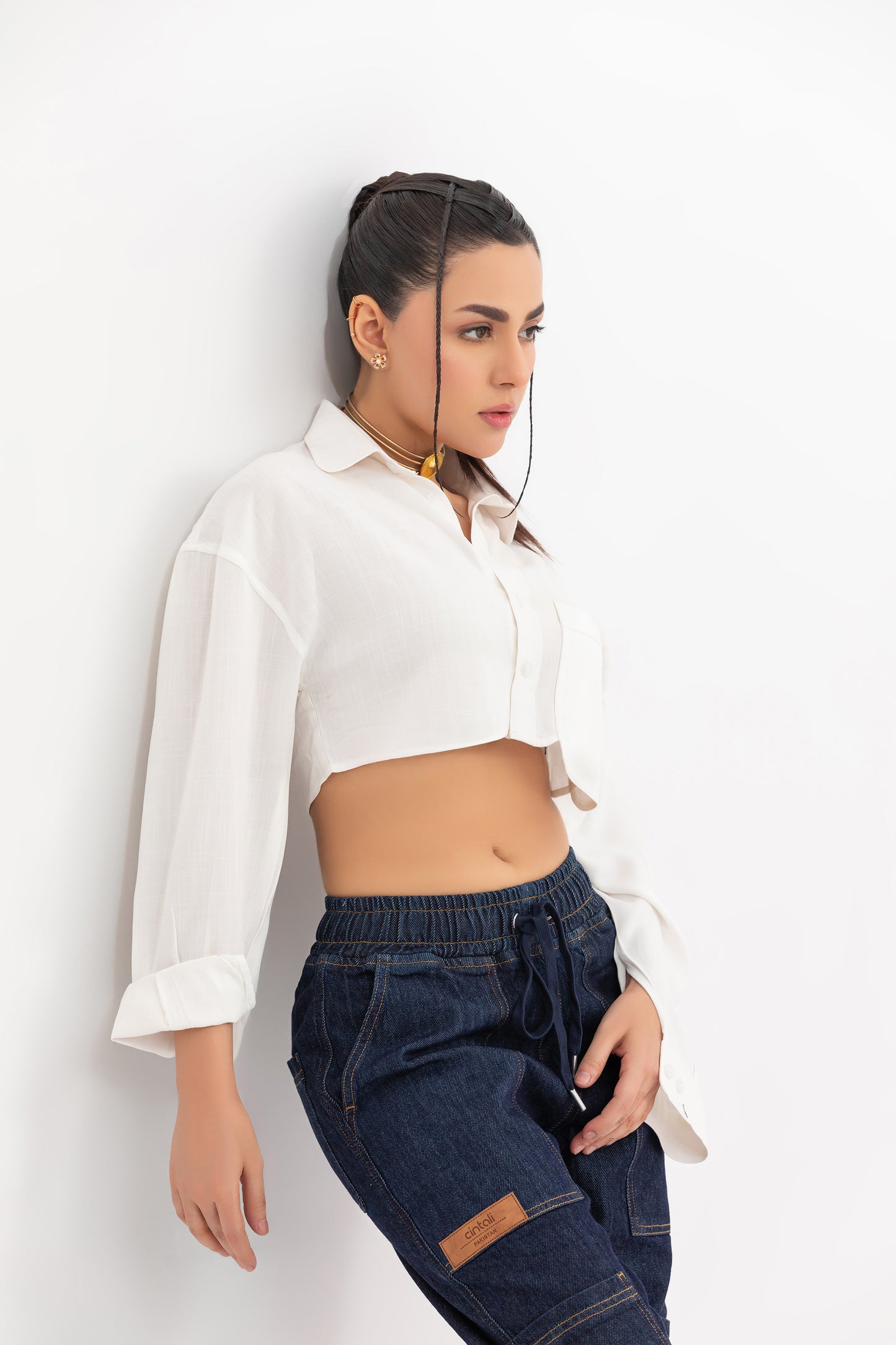 Crop Drop Pocket Shirt