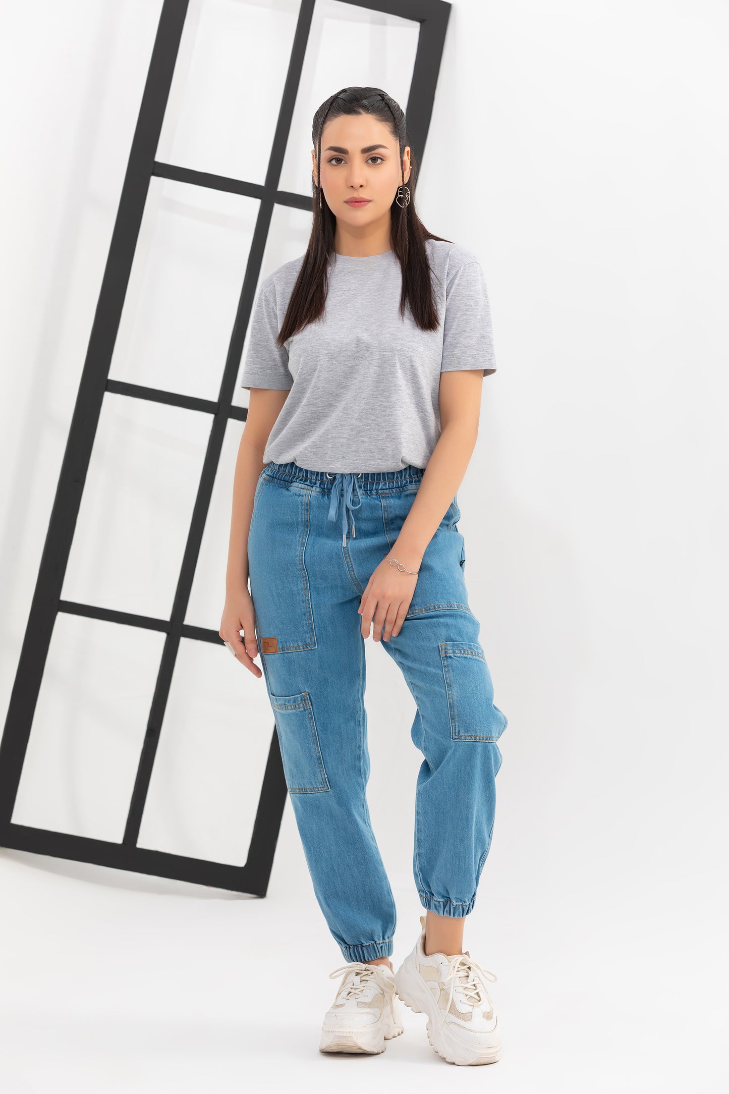 Light Blue Unisex Denim Jogger Pants