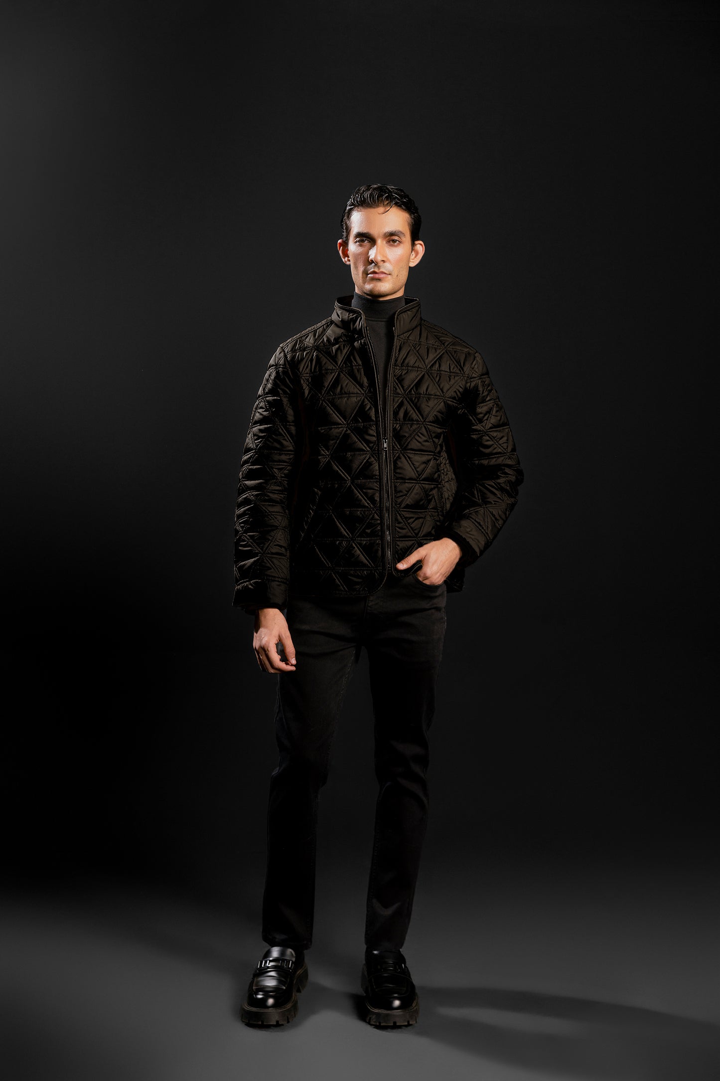 Quilted Puffer Jacket (Black)