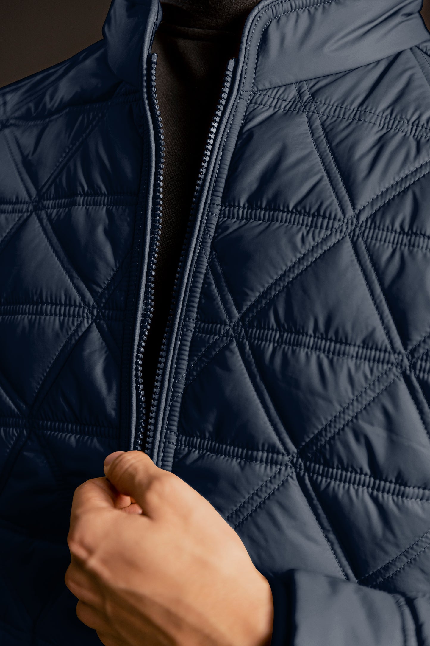 Quilted Puffer Jacket (Blue)