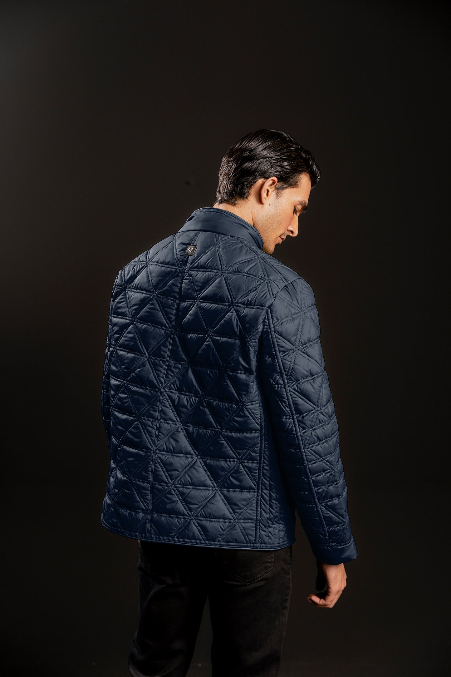 Quilted Puffer Jacket (Blue)