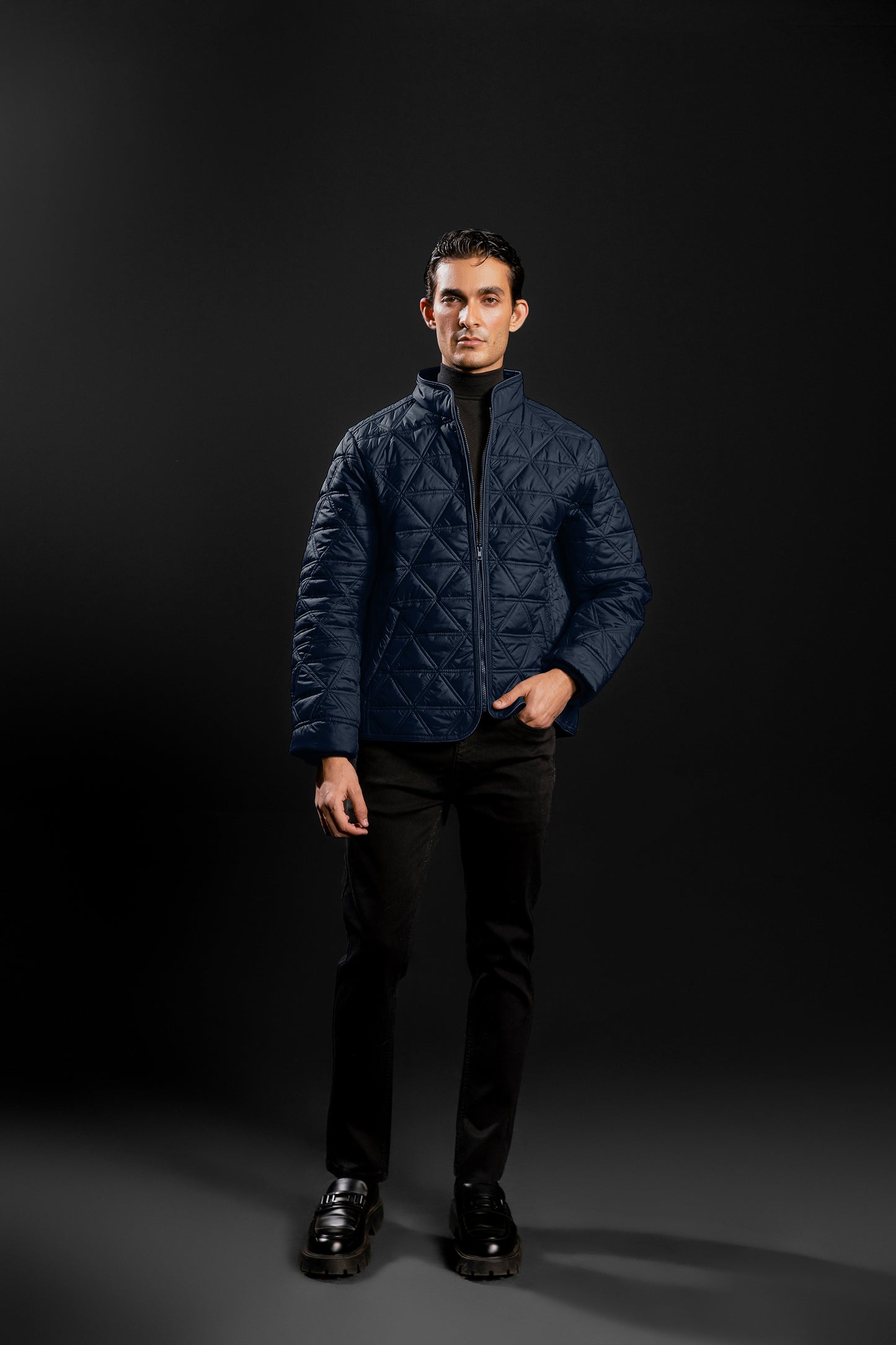 Quilted Puffer Jacket (Blue)