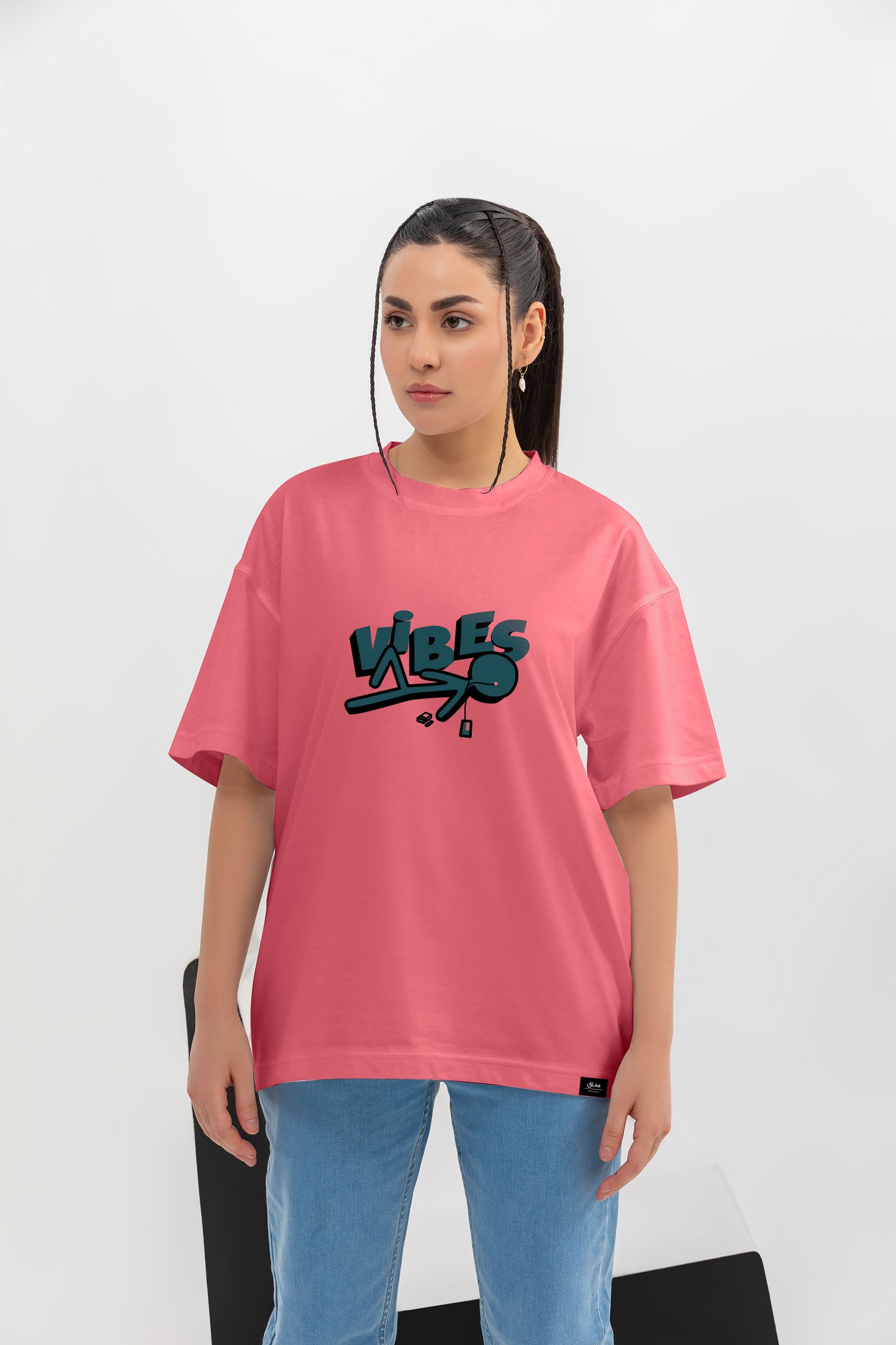 Mazak Collection - VIBES - Oversize Unisex Graphic Shirt (Pink)