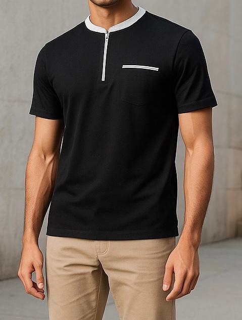 Mandarin Collar Zip Polo