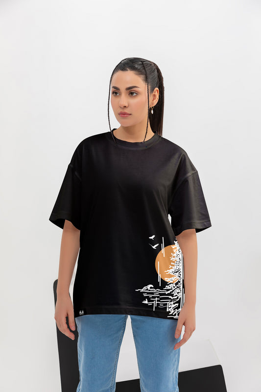 Azaad Collection - New Dawn - Oversize Unisex Graphic Shirt (Black)