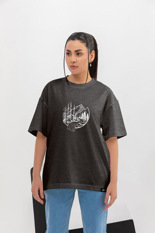 Azaad Collection - Freewill Valley - Oversize Unisex Graphic Shirt (Charcoal Grey)