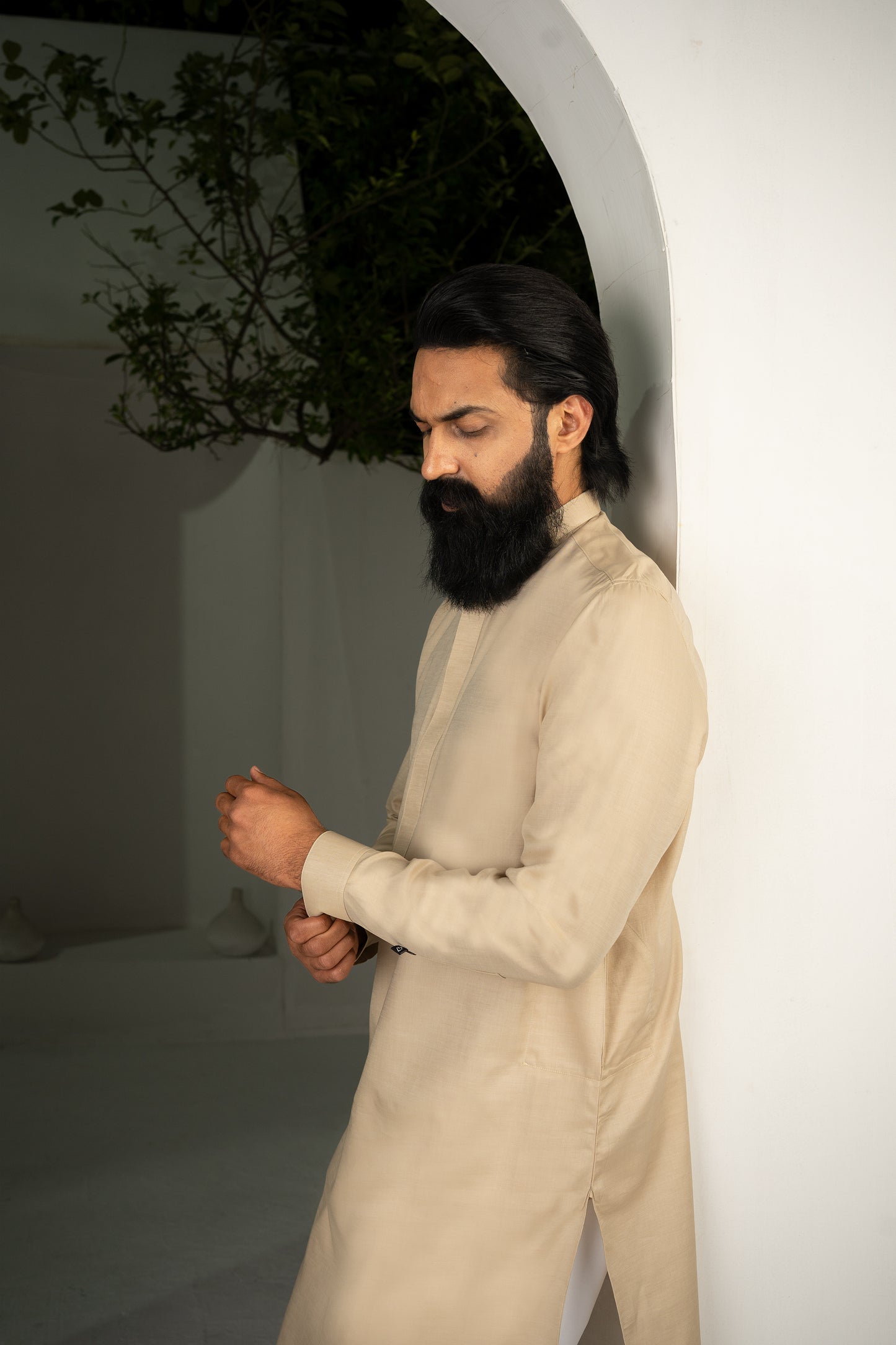 CLASSIC BANANA BISCUIT KURTA & WHITE TROUSER