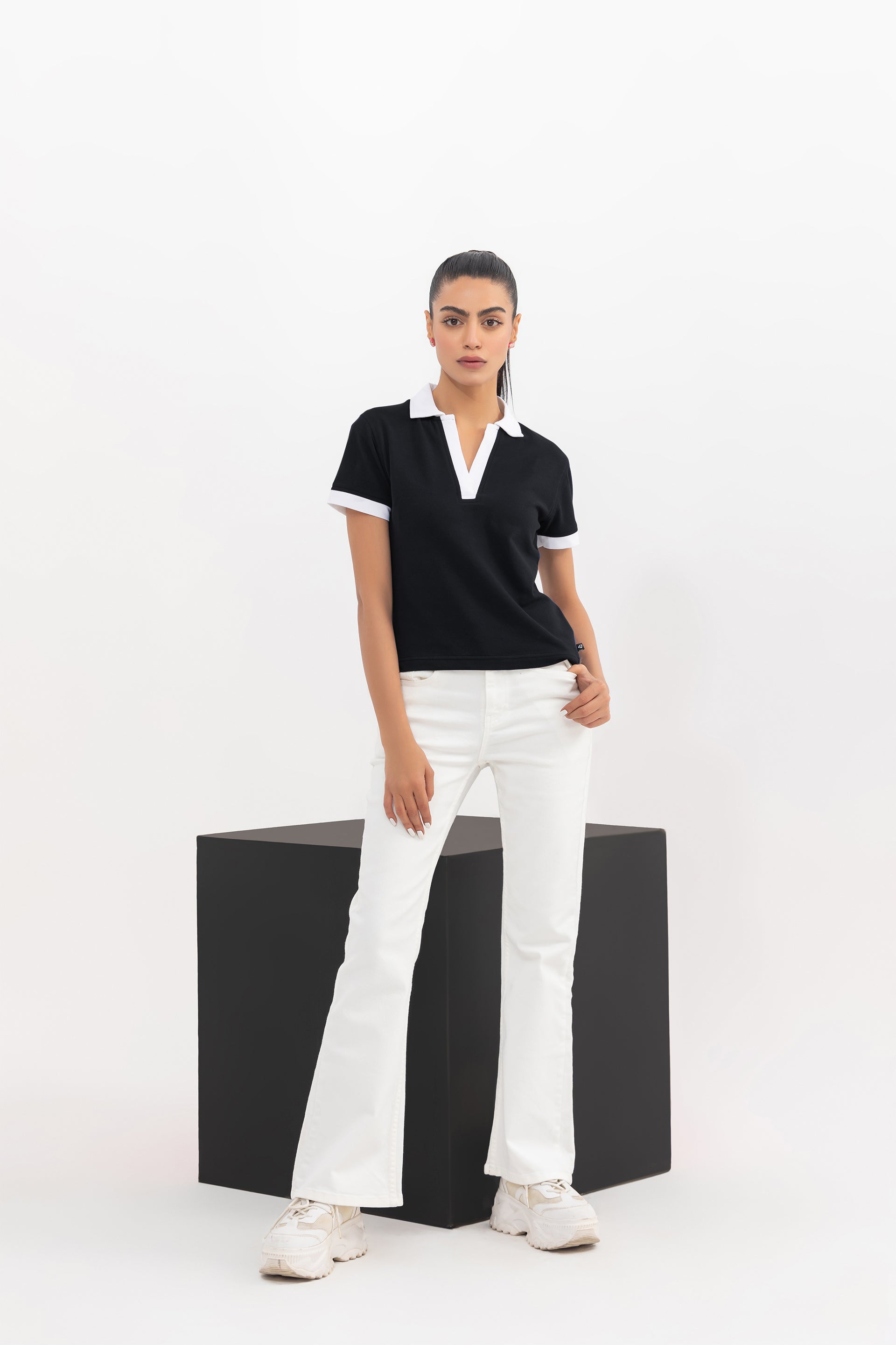 Dual-Tone Fitted Polo Shirt