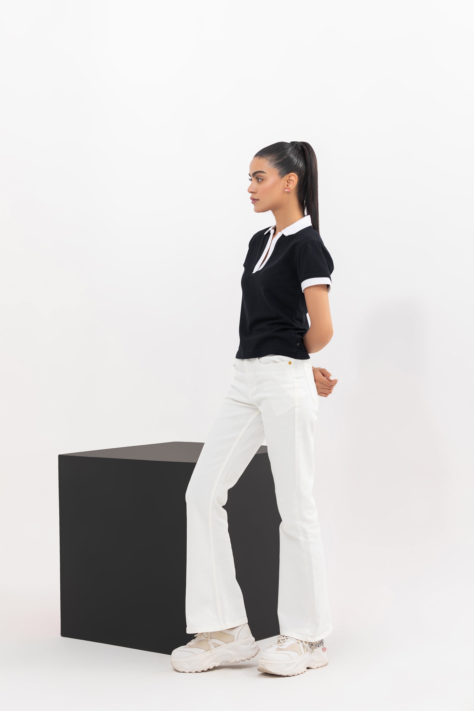 Dual-Tone Fitted Polo Shirt