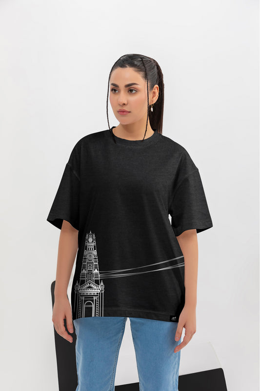 Shehr Collection - Faisalabad  - Oversize Unisex Graphic Shirt (Black)