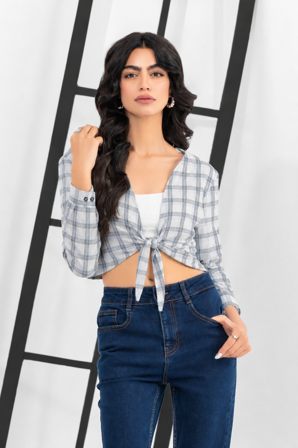 Tie Front Plaid Shirt