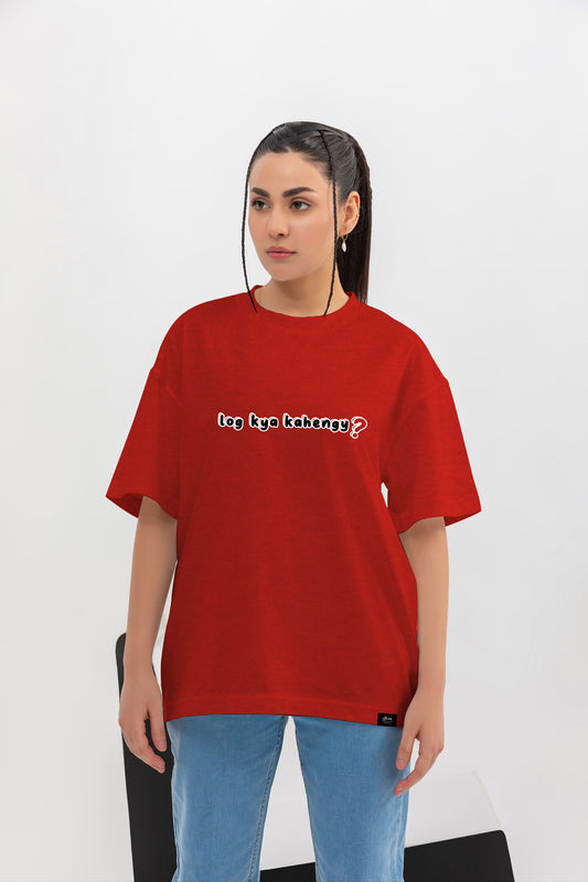 Mazak Collection - Don’t Care  - Oversize Unisex Graphic Shirt (Red)