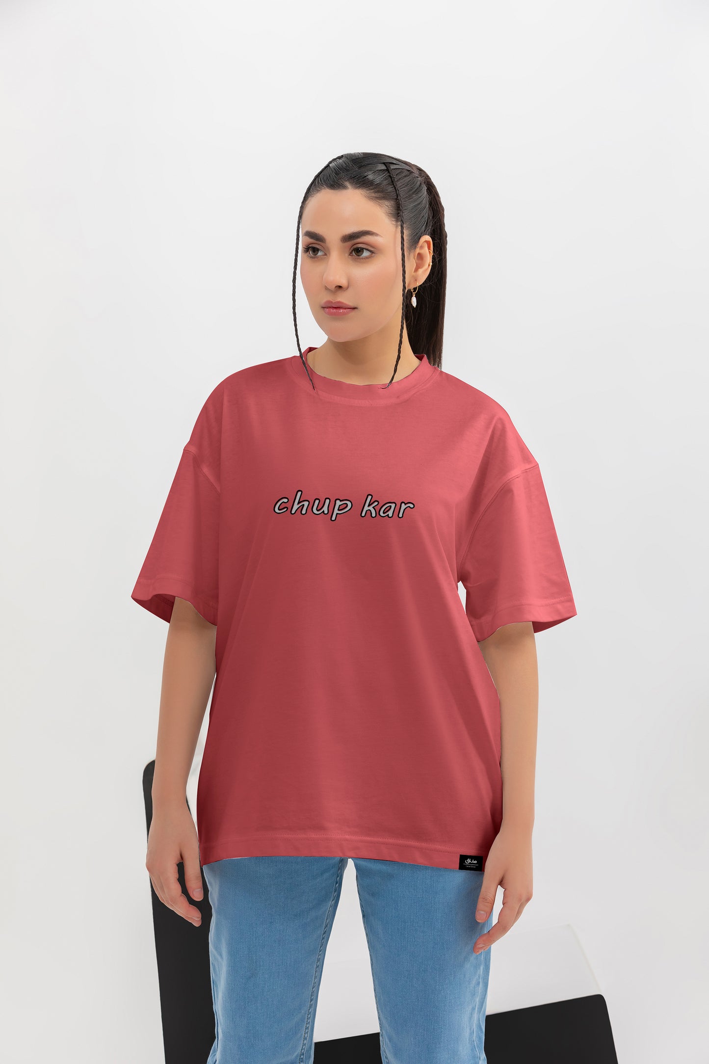 Mazak Collection - Chup Kar - Oversize Unisex Graphic Shirt (Tea Pink)