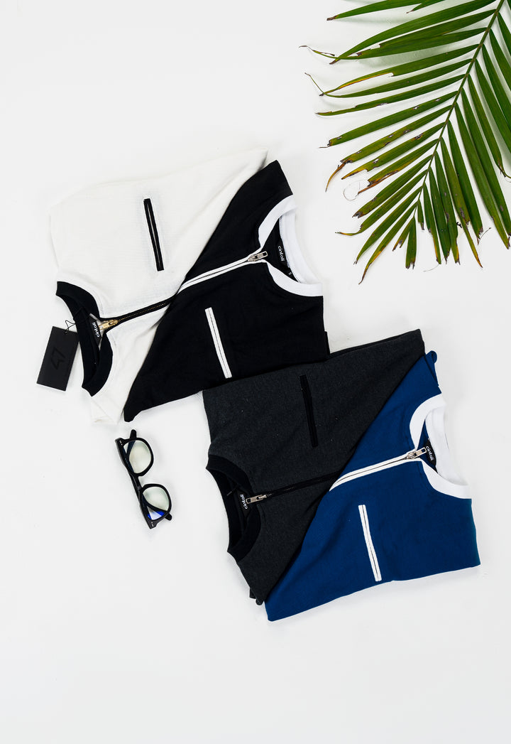 Mandarin Collar Zip Polo
