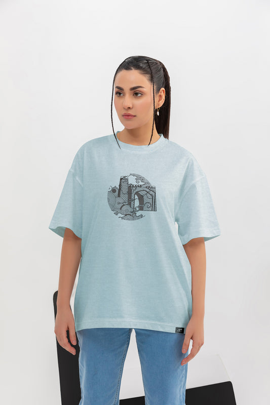 Shehr Collection - Quetta - Oversize Unisex Graphic Shirt (Sky Blue)