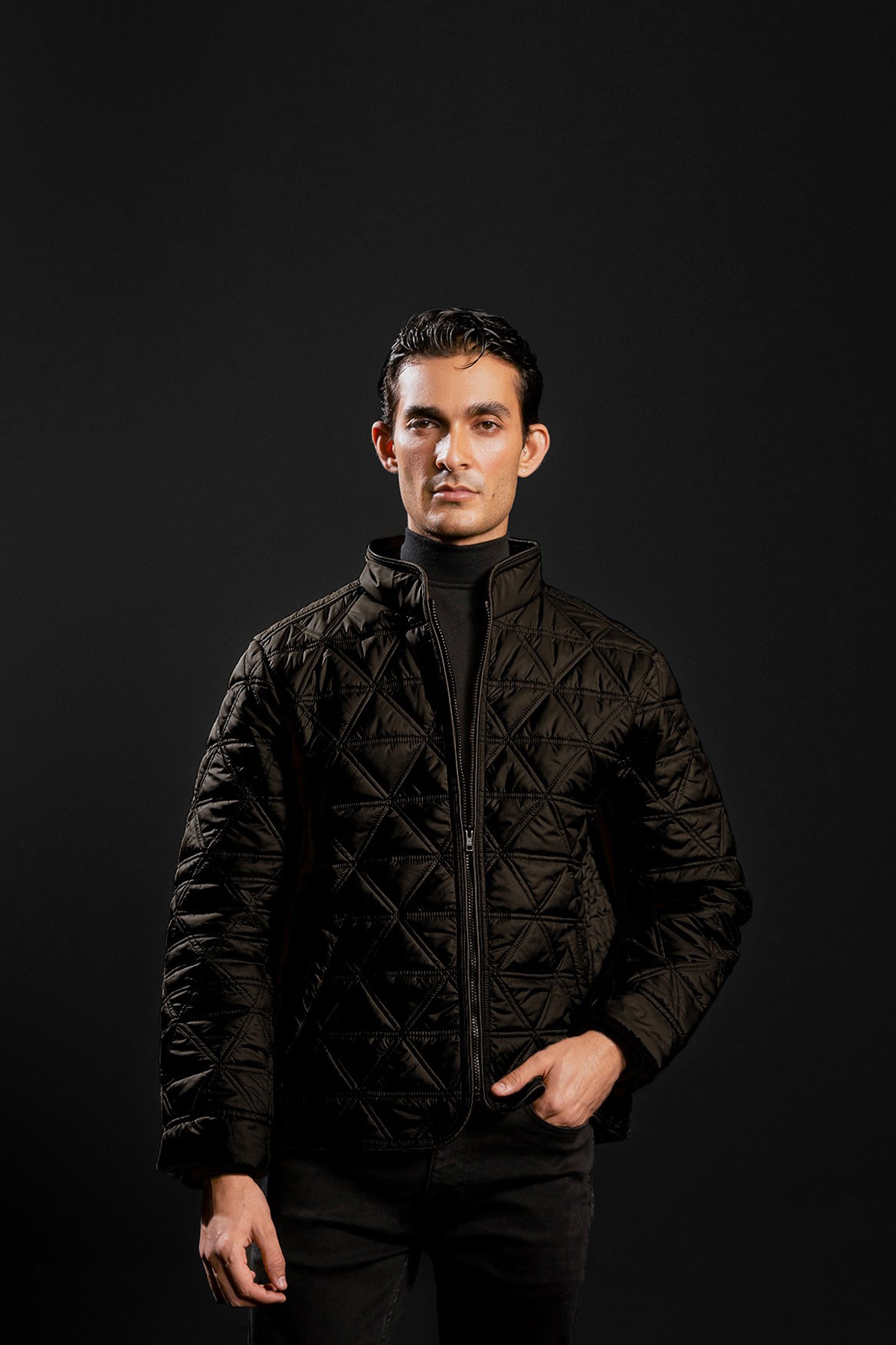 Quilted Puffer Jacket (Black)