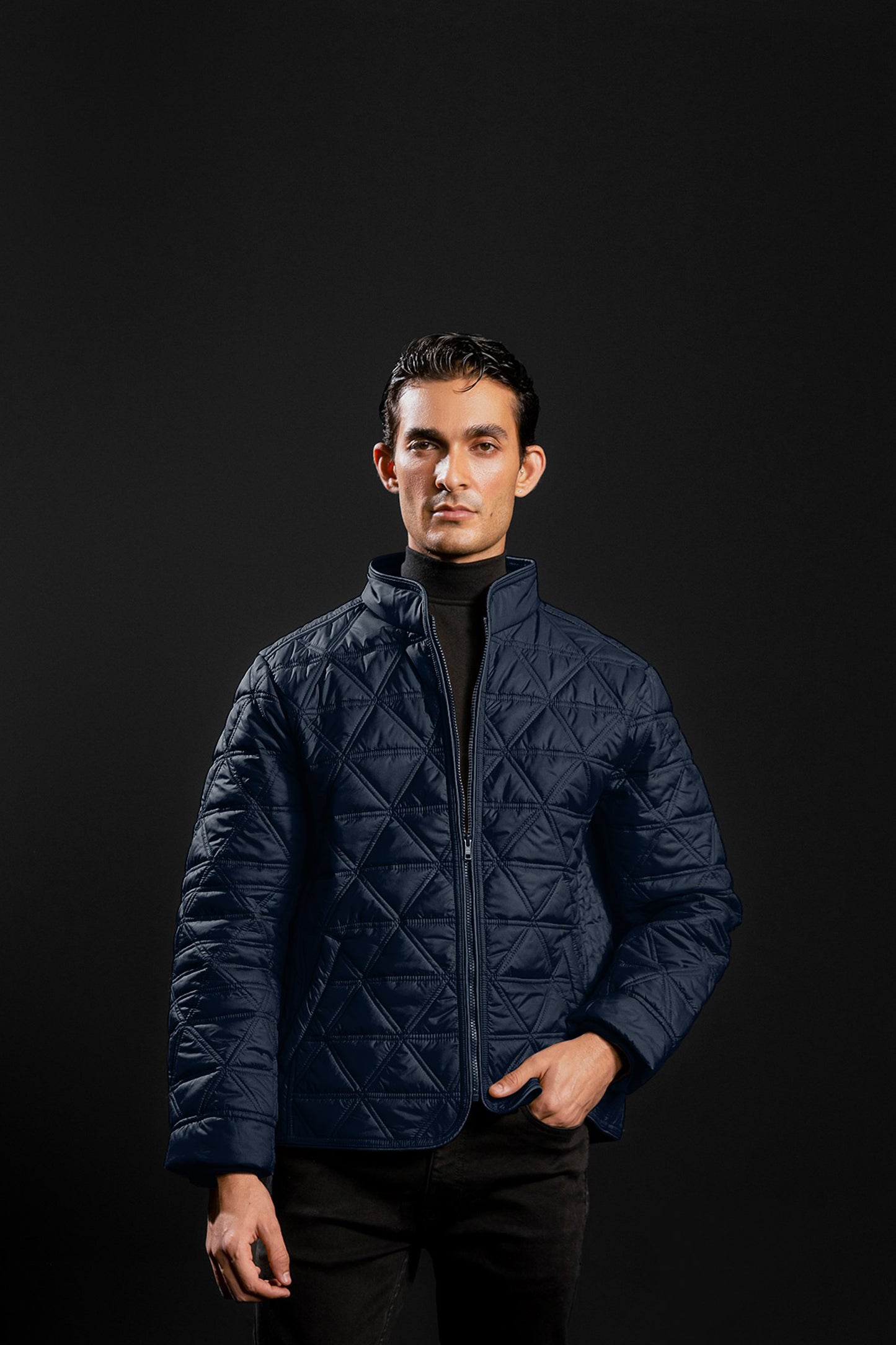 Quilted Puffer Jacket (Blue)