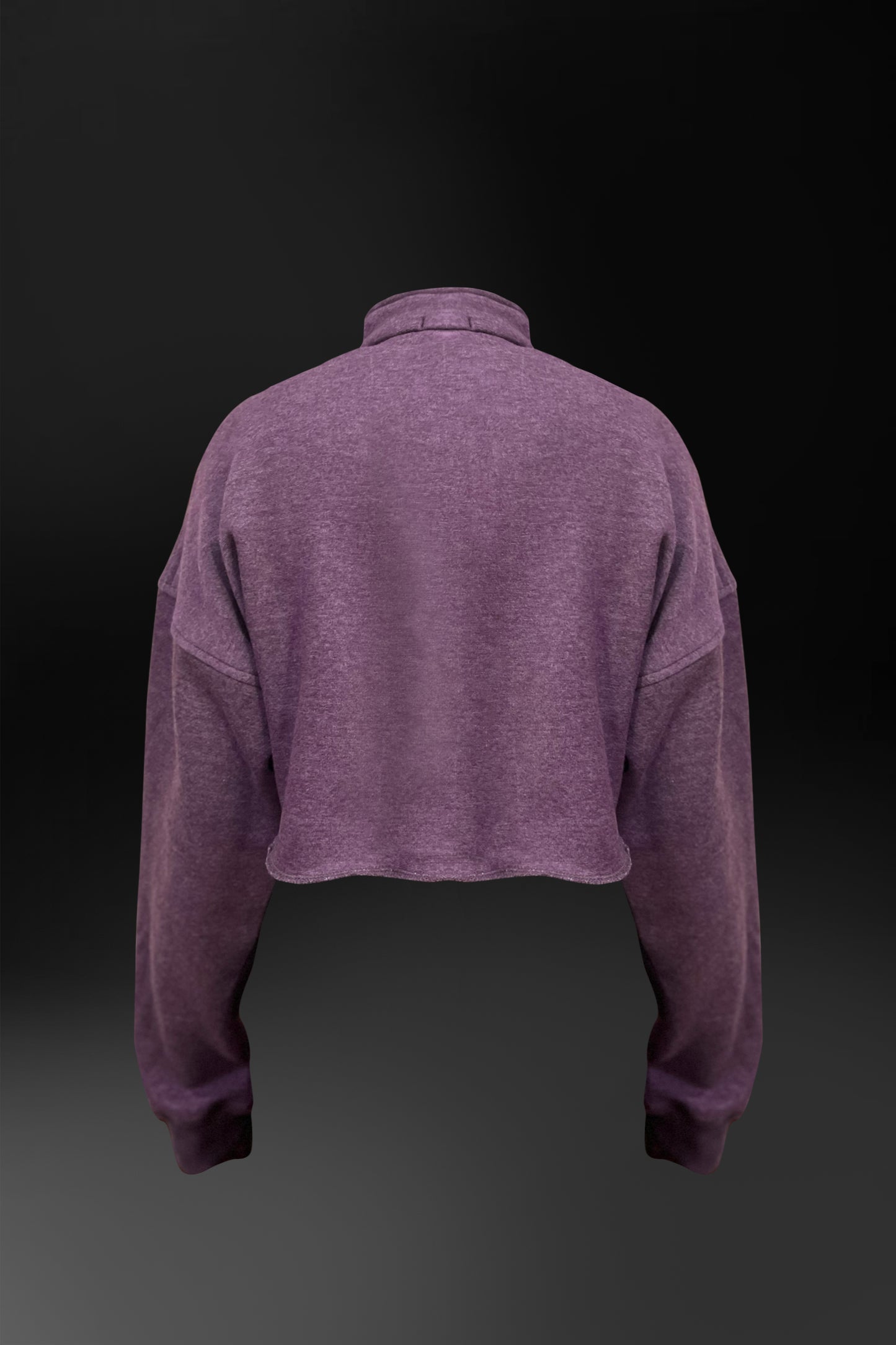 Semi Rib and Fleece Crop Top (Melange Purple)