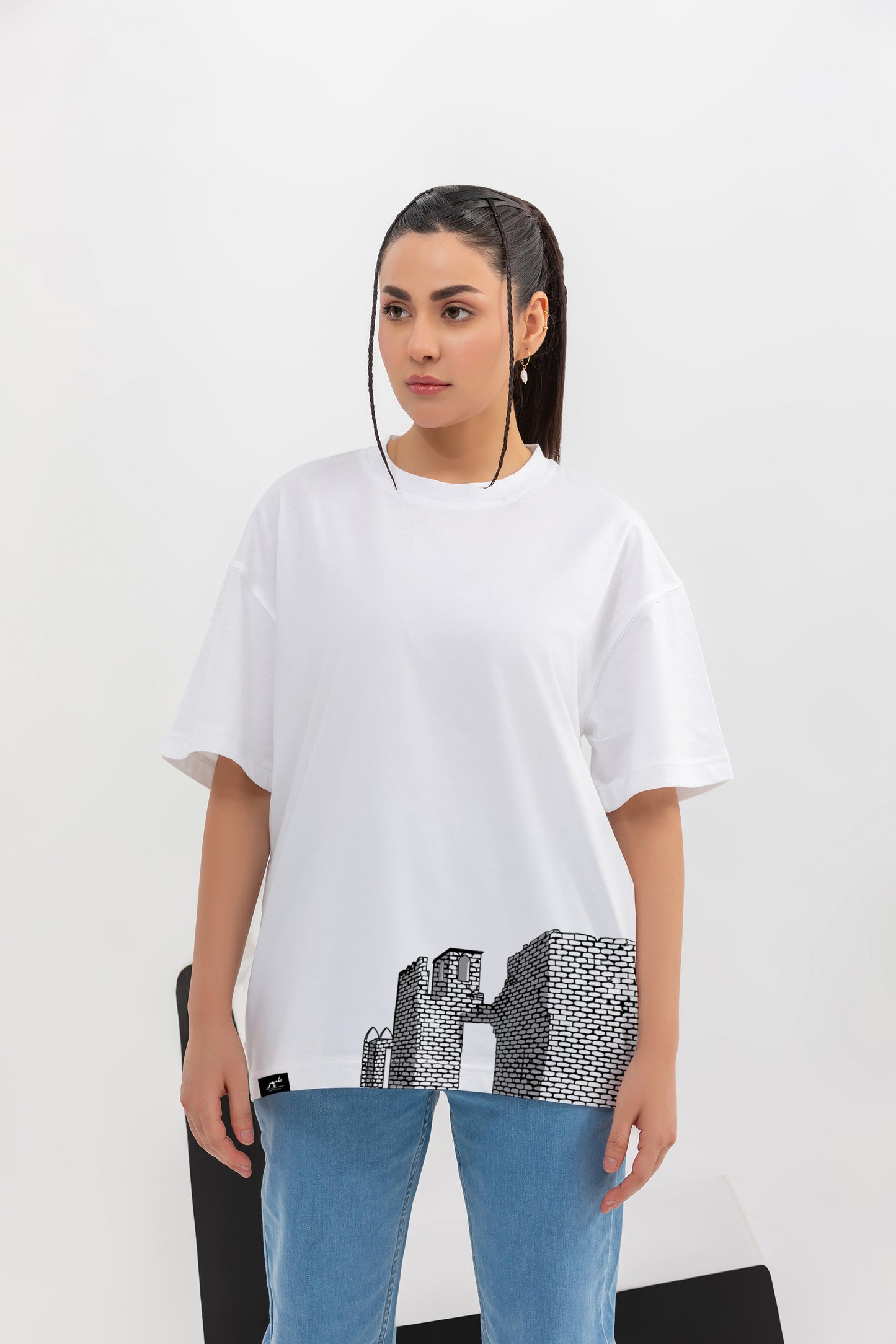 Shehr Collection -Kashmir - Oversize Unisex Graphic Shirt (White)